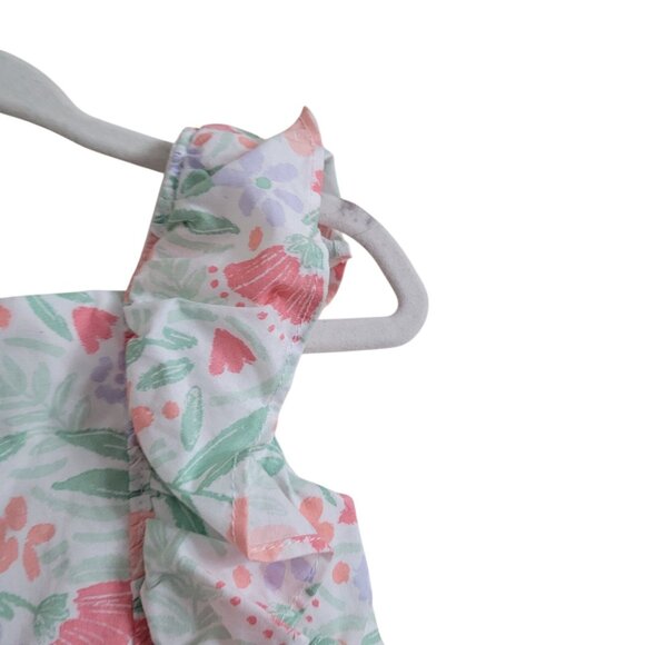 New & EUC 9 Month Girl Lot of 2 Dresses Layered Floral Ruffle Sleeves Cotton - Picture 8 of 16